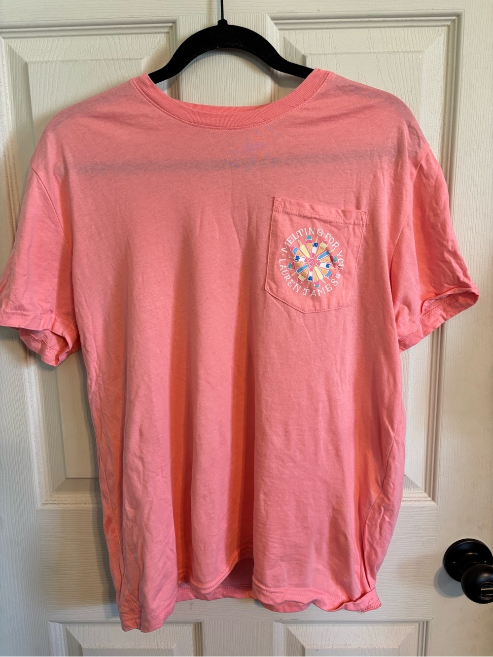 Lauren James Pink Melting For You Ice Cream Popsicle Pocket Tee T-Shirt Small